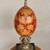 Hand-painted porcelain egg sculpture centerpiece on brass/marble stand 7 thumbnail
