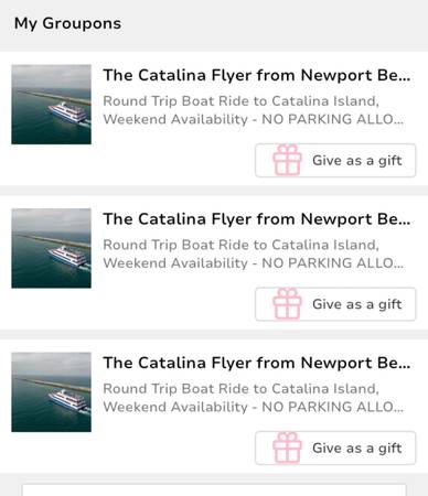 Three Newport Beach to Catalina tix 1