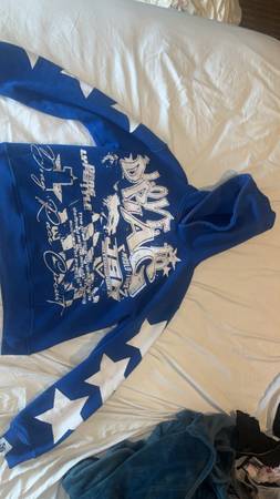 Graphic blue and white hoodie 1