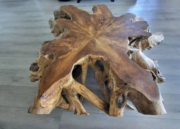 Teak root coffee table solid wood live edge wood table 1