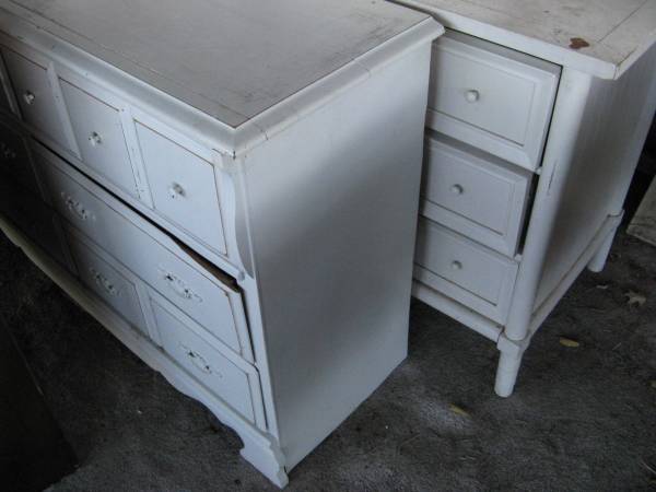 WOOD 6 DRAWER HORIZONTAL CHEST OF DRAWERS, PAINTED WHITE 60" WIDE 1