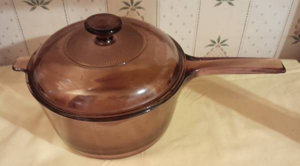Vintage Corning Ware Vision Amber 2.5L Covered Sauce Pan Pot 1