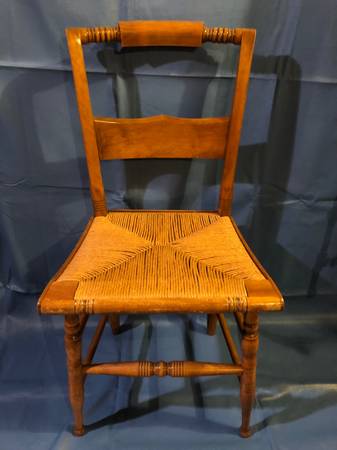 Vintage wooden chair with paper twine rush seat 1