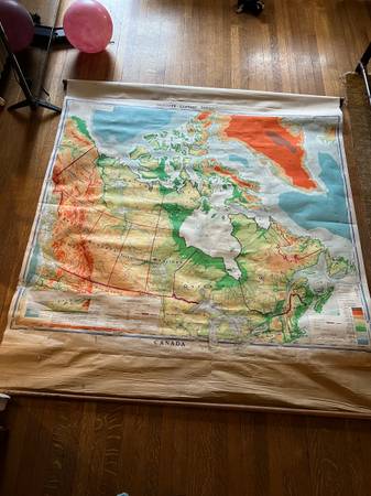 Huge Canada Pull Down Wall Map 6x6 1
