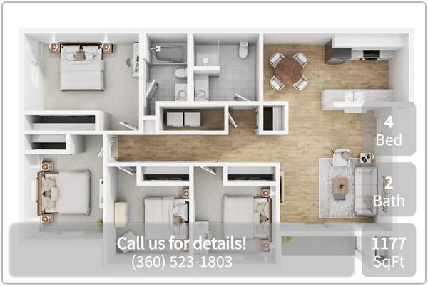 Looking for a 4 BR / 2 BA close to campus? This is it! 1177 Sq Ft! 1
