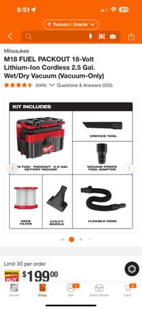 Milwaukee packout  vac M18 FUEL TOOL ONLY (new) 1