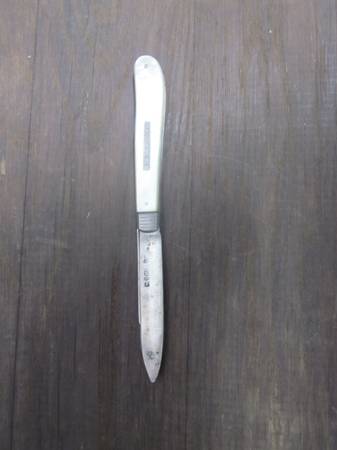 plain Mother of Pearl Fruit Knife with 1 Sterling Silver blade 1