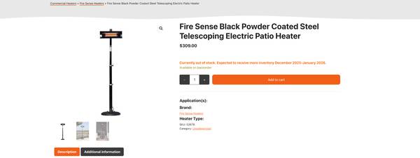 Fire Sense Mojave Sun Electric Heater 1