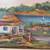 LARGE HAITIAN VILLAGE 3D OIL PAINTING SIGNED 3 thumbnail