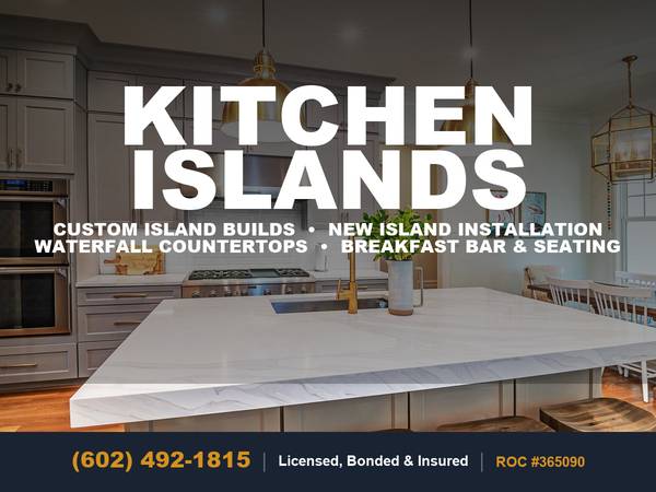 Kitchen Island Installation Custom Waterfall Bar Countertop Quartz 1