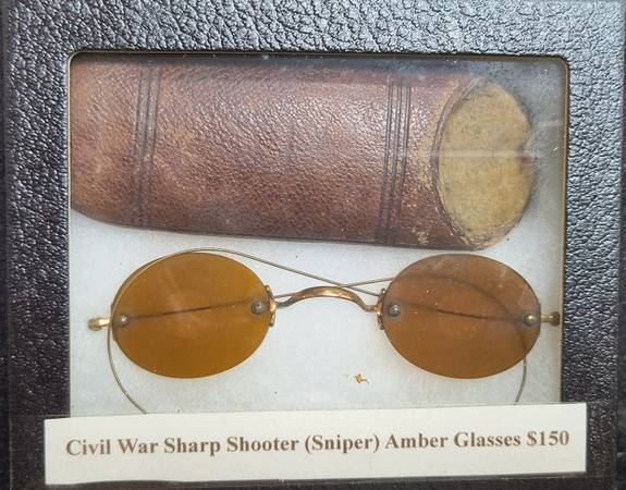 Civil War SHARP SHOOTER SNIPER Amber Glasses w/ Case in Display 1