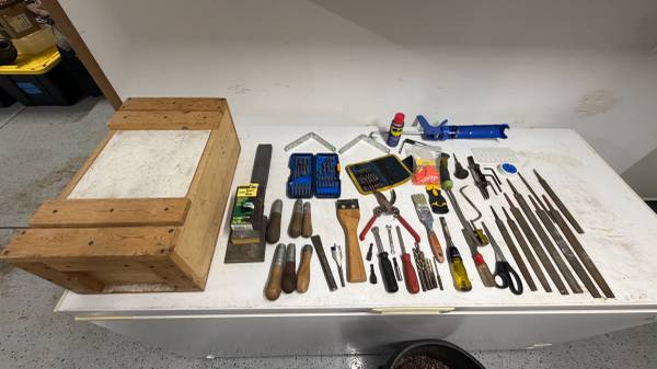Assorted Hand Tools & Accessories with Wooden Box 1