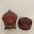 Set of Vintage Burgundy Beautiful Ceramic Bowls w/Brass Decor and Lids 2 thumbnail