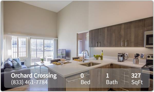 Spacious layout with private washer & dryer! 327 SqFt Studio 1