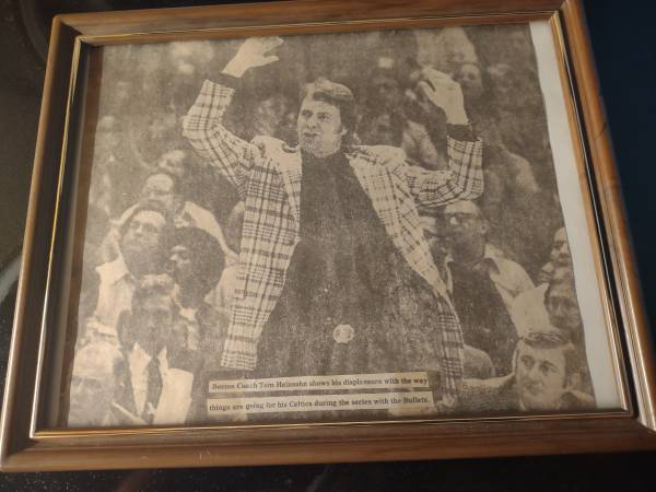 Framed Newspaper Photo - Tom Heinsohn Boston Celtics Coach 1
