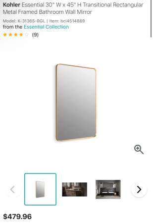 Gold Kohler Bathroom Mirror 1