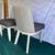 Pair modern upholstered chairs dark grey seats textured fabric off white wood fr 7 thumbnail