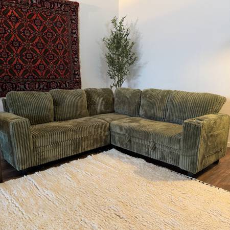 L Shaped Corduroy Sectional With pull out Bed - FREE DELIVERY 1