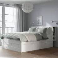 White Storage Queen Bed Frame with 4 Drawers - White 1