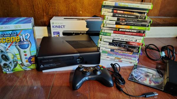 Xbox 360 Slim 500GB | Serviced, Cleaned, NEW Kinect, 19 Games! 1