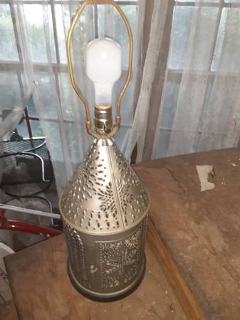 Country Tinware Punched Lamp 1