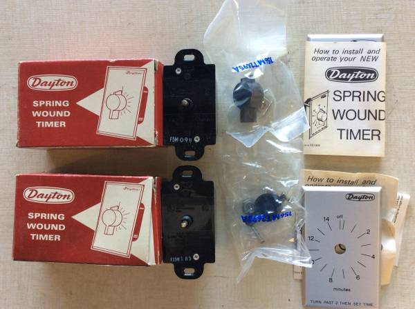 Two Spring Wound Electric Timer switchs new old stock 1