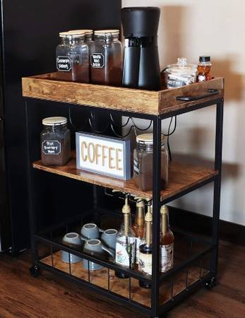 Sapele 3-Tier Solid Wood Kitchen Cart 1