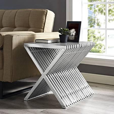 Excellent Modway Press Modern Stainless Steel Accent Side End Table 1