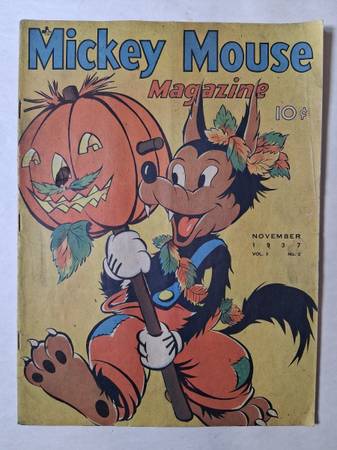 RARE 1937 Mickey Mouse Magazine #26 HALLOWEEN Disney Comic