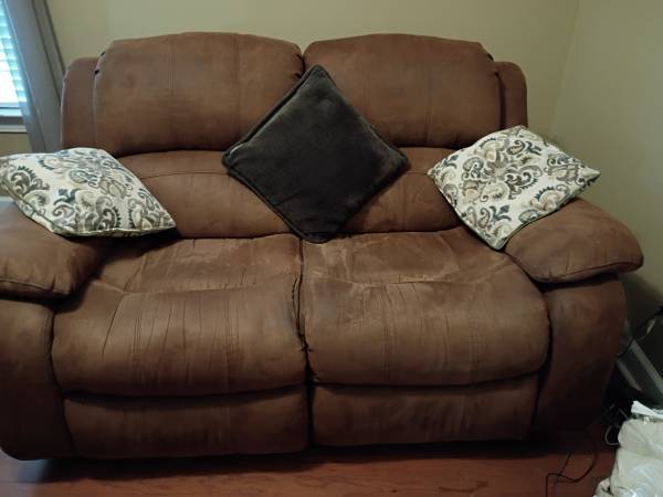 Faux leather two-seater rocker recliner chair 1