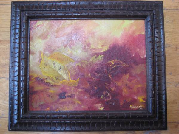 ABSTRACT EXPRESSIONIST IMPRESSIONIST LEAVES OIL PAINTING SIGNED EGLE 1