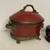 Set of Vintage Burgundy Beautiful Ceramic Bowls w/Brass Decor and Lids 4 thumbnail