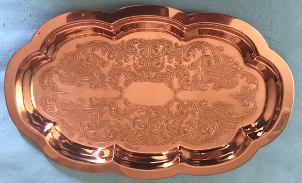Coppercraft Guild Copper Serving Tray Platter Embossed Engraved Etched 1