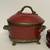 Set of Vintage Burgundy Beautiful Ceramic Bowls w/Brass Decor and Lids 5 thumbnail