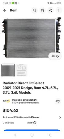 Dodge ram radiator 1