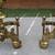 Vintage Brass Lion Andirons Fireplace Screen 5 thumbnail