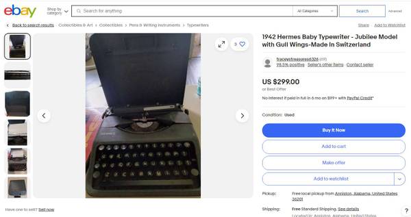 Hermes Baby Portable Typewriter - $195 (Palm desert)62926966138243122