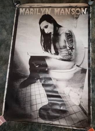 90s vintage poster「MARILYN MANSON」 Vintage Original Marilyn Manson Poster Smells Like Children