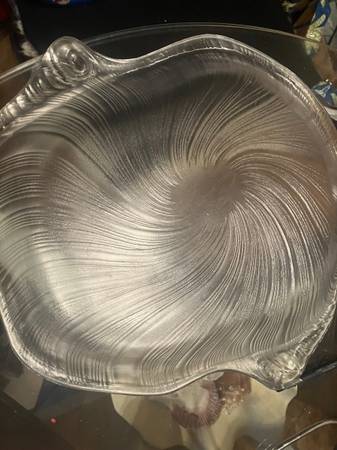 Seashell Shaped Crystal Serving Platter 15” 1
