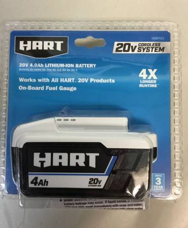 HART 20V 4.0Ah Lithium-Ion Battery NEW SEALED (2 Available) 1