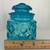 Vintage L E Smith Peacock Blue Moon and Stars 5” Canister 6 thumbnail