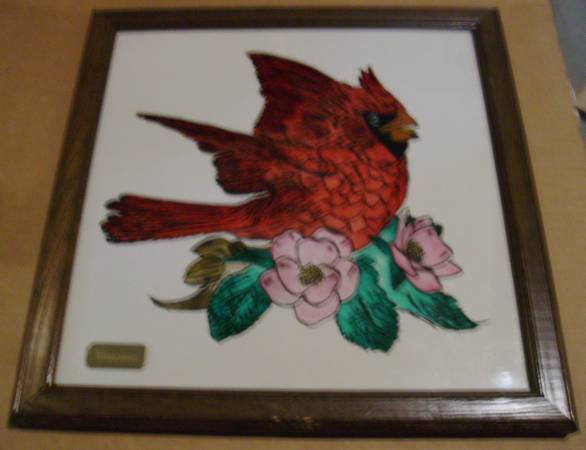 Framed Cardinal Artwork - hand painted by Windcarver 1