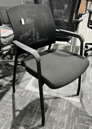 Black Stacking Chair with Armrests 1
