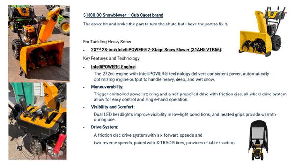 Cub Cadet two stage snow blower 1