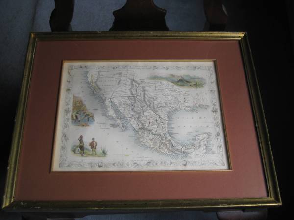 Authentic 19th-Century Map, Mexico California Texas 1
