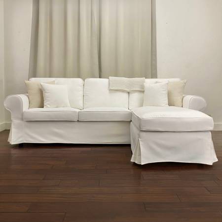 Delivery - Reupholstered Petite White EKTORP Sectional Sofa 1