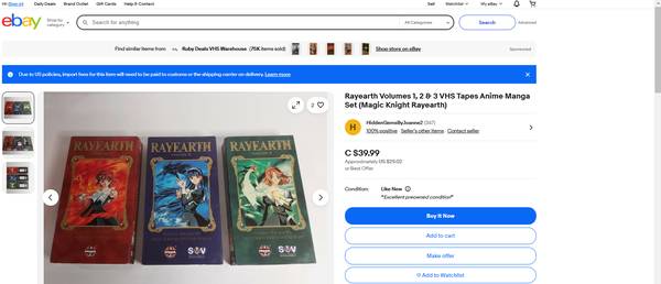 Magic Knight Rayearth Anime Manga Set VHS 1 2 3 - Color Red Blue Green 1