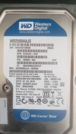 Western Digital Western Digita1 250 GB Hard Drive 1