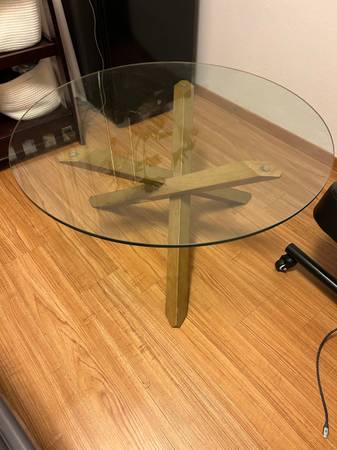 Glass and wood coffee table 1