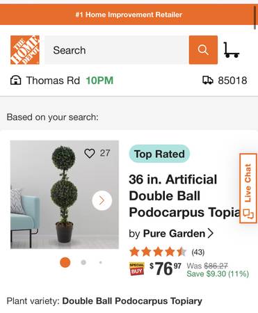 Artificial fake plant tree topiary 1